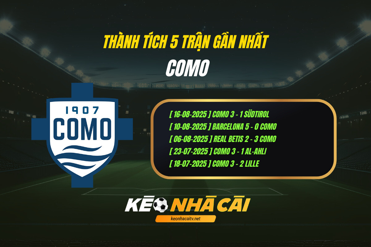 Thanh Tich 5 Tran Gan Nhat Como Thành Tích 5 Trận Gần Nhất Como