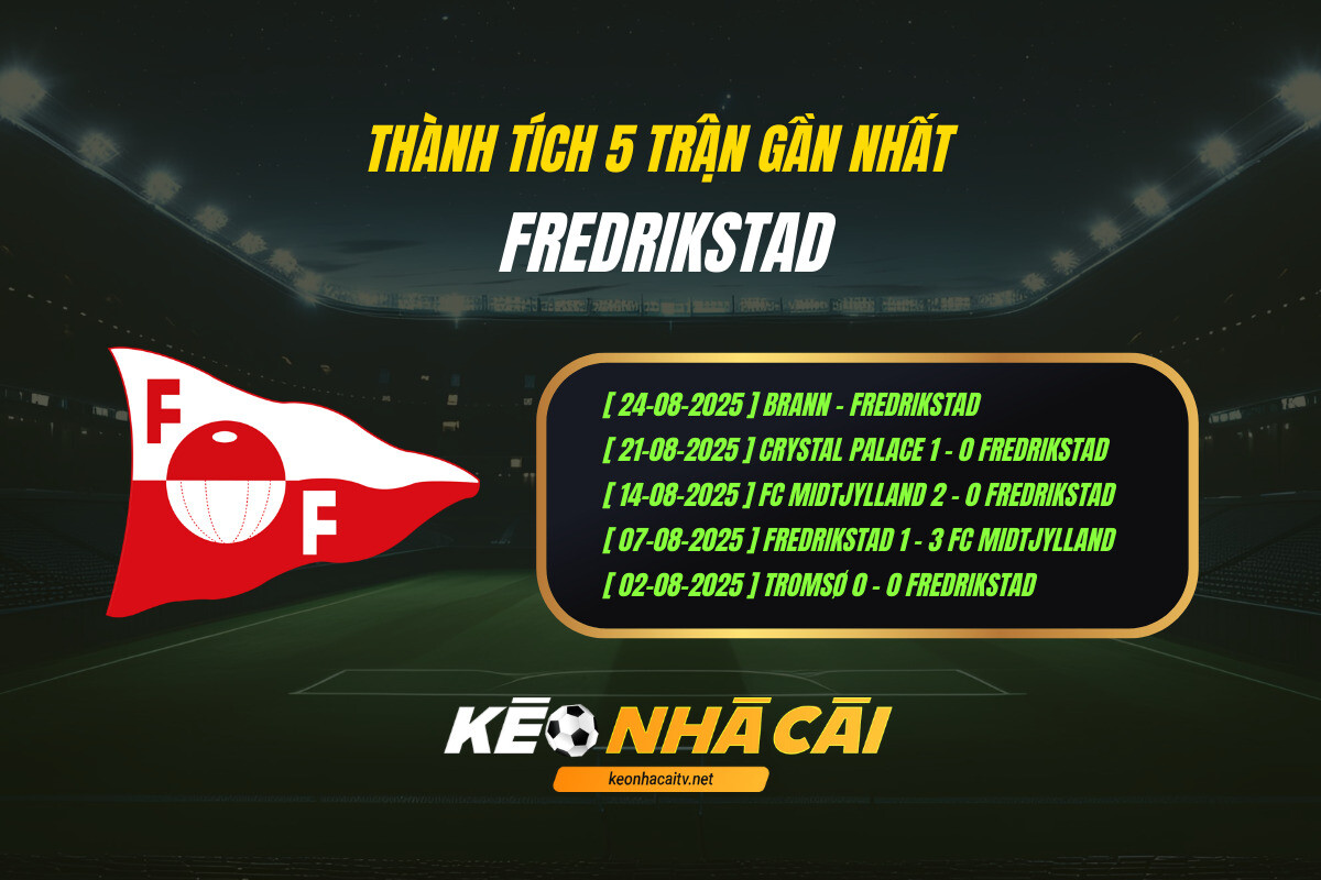 Thanh Tich 5 Tran Gan Nhat Fredrikstad Keo Nha Cai Thành Tích 5 Trận Gần Nhất - Fredrikstad - Kèo Nhà Cái