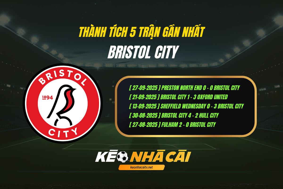 Thanh Tich 5 Tran Gan Nhat Bristol City Keo Nha Cai Thành Tích 5 Trận Gần Nhất Bristol City Kèo Nhà Cái