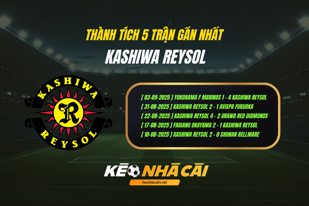 Thanh Tich 5 Tran Gan Nhat Kashiwa Reysol Keo Nha Cai 1 Thành Tích 5 Trận Gần Nhất Kashiwa Reysol Kèo Nhà Cái